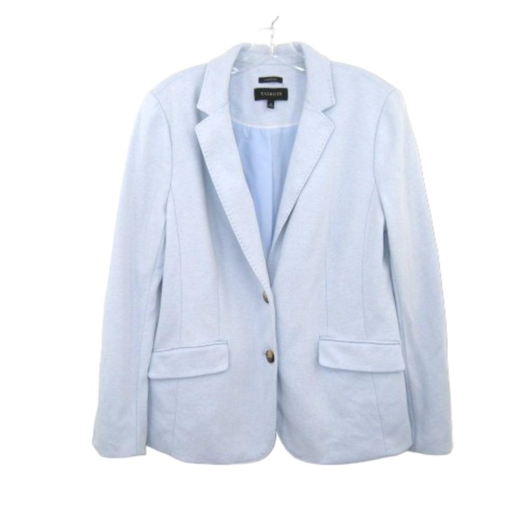 Talbots Aberdeen Knit Piqué Blazer Light Blue Womens 14